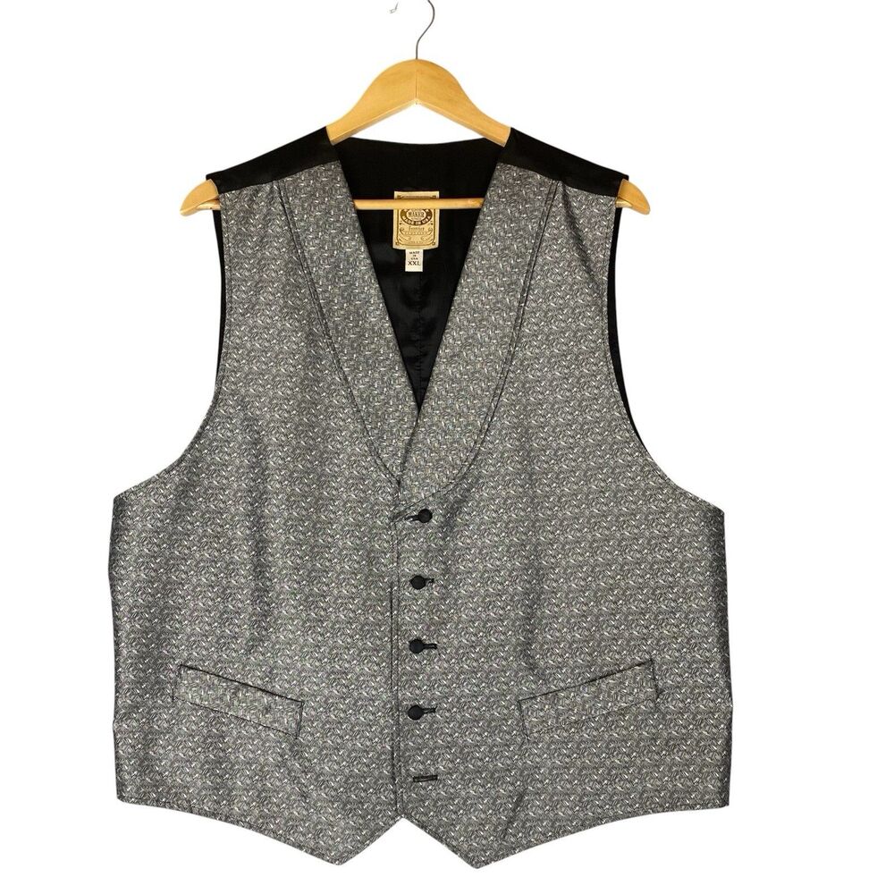WAH Maker Frontier Clothing Vest Men XXL Gray Western Formal Geometric Waistcoat